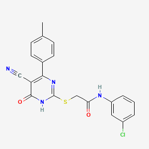 molecular formula C20H15ClN4O2S B14986816 N-(3-Chlorophenyl)-2-{[5-cyano-4-(4-methylphenyl)-6-oxo-1,6-dihydropyrimidin-2-YL]sulfanyl}acetamide 