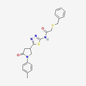 molecular formula C22H22N4O2S2 B14986899 2-(benzylsulfanyl)-N-{5-[1-(4-methylphenyl)-5-oxopyrrolidin-3-yl]-1,3,4-thiadiazol-2-yl}acetamide 