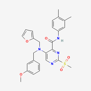 molecular formula C27H28N4O5S B14987025 N-(3,4-dimethylphenyl)-5-[(furan-2-ylmethyl)(3-methoxybenzyl)amino]-2-(methylsulfonyl)pyrimidine-4-carboxamide 