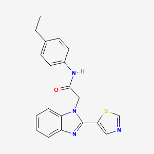 molecular formula C20H18N4OS B14987027 Acetamide, N-(4-ethylphenyl)-2-(2-thiazol-5-ylbenzoimidazol-1-yl)- 