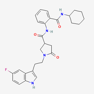 molecular formula C28H31FN4O3 B14987061 N-[2-(cyclohexylcarbamoyl)phenyl]-1-[2-(5-fluoro-1H-indol-3-yl)ethyl]-5-oxopyrrolidine-3-carboxamide 