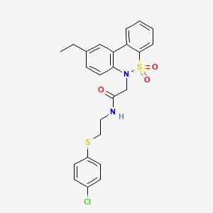 molecular formula C24H23ClN2O3S2 B14987083 N-{2-[(4-chlorophenyl)sulfanyl]ethyl}-2-(9-ethyl-5,5-dioxido-6H-dibenzo[c,e][1,2]thiazin-6-yl)acetamide 