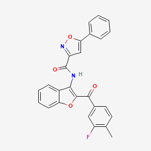 molecular formula C26H17FN2O4 B14987339 N-{2-[(3-fluoro-4-methylphenyl)carbonyl]-1-benzofuran-3-yl}-5-phenyl-1,2-oxazole-3-carboxamide 