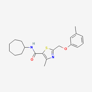 molecular formula C20H26N2O2S B14987377 N-cycloheptyl-4-methyl-2-[(3-methylphenoxy)methyl]-1,3-thiazole-5-carboxamide 