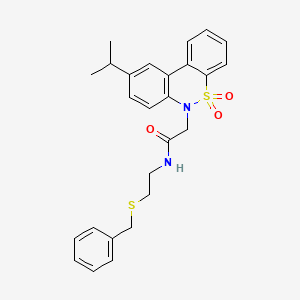 molecular formula C26H28N2O3S2 B14987543 N-[2-(Benzylsulfanyl)ethyl]-2-(9-isopropyl-5,5-dioxido-6H-dibenzo[C,E][1,2]thiazin-6-YL)acetamide 