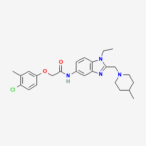 molecular formula C25H31ClN4O2 B14987588 2-(4-chloro-3-methylphenoxy)-N-{1-ethyl-2-[(4-methylpiperidin-1-yl)methyl]-1H-benzimidazol-5-yl}acetamide 
