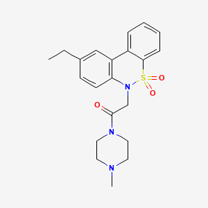 molecular formula C21H25N3O3S B14987729 2-(9-Ethyl-5,5-dioxido-6H-dibenzo[C,E][1,2]thiazin-6-YL)-1-(4-methyl-1-piperazinyl)ethanone 