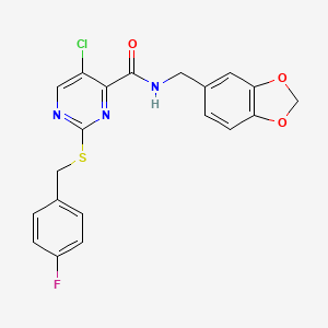 molecular formula C20H15ClFN3O3S B14987790 N-(1,3-benzodioxol-5-ylmethyl)-5-chloro-2-[(4-fluorobenzyl)sulfanyl]pyrimidine-4-carboxamide 