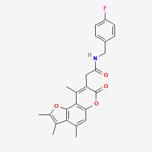 molecular formula C24H22FNO4 B14988590 N-(4-fluorobenzyl)-2-(2,3,4,9-tetramethyl-7-oxo-7H-furo[2,3-f]chromen-8-yl)acetamide 