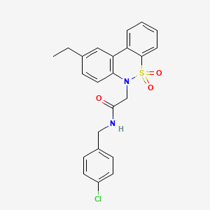 molecular formula C23H21ClN2O3S B14988723 N-(4-chlorobenzyl)-2-(9-ethyl-5,5-dioxido-6H-dibenzo[c,e][1,2]thiazin-6-yl)acetamide 