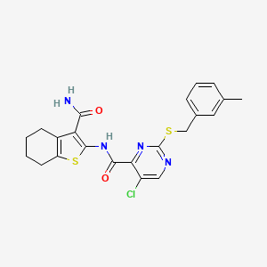 molecular formula C22H21ClN4O2S2 B14988764 N-(3-carbamoyl-4,5,6,7-tetrahydro-1-benzothiophen-2-yl)-5-chloro-2-[(3-methylbenzyl)sulfanyl]pyrimidine-4-carboxamide 
