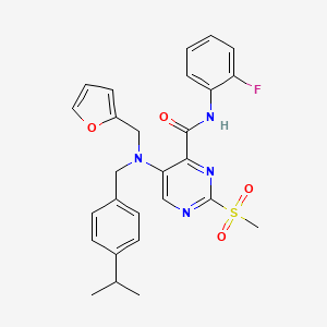 molecular formula C27H27FN4O4S B14988829 N-(2-fluorophenyl)-5-{(furan-2-ylmethyl)[4-(propan-2-yl)benzyl]amino}-2-(methylsulfonyl)pyrimidine-4-carboxamide 
