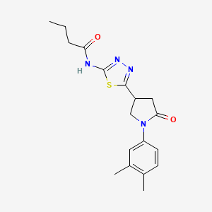 molecular formula C18H22N4O2S B14989000 N-{5-[1-(3,4-dimethylphenyl)-5-oxopyrrolidin-3-yl]-1,3,4-thiadiazol-2-yl}butanamide 
