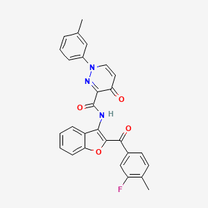 molecular formula C28H20FN3O4 B14989186 N-{2-[(3-fluoro-4-methylphenyl)carbonyl]-1-benzofuran-3-yl}-1-(3-methylphenyl)-4-oxo-1,4-dihydropyridazine-3-carboxamide 