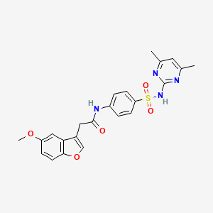 molecular formula C23H22N4O5S B14989192 N-{4-[(4,6-dimethylpyrimidin-2-yl)sulfamoyl]phenyl}-2-(5-methoxy-1-benzofuran-3-yl)acetamide 
