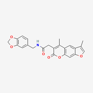 molecular formula C23H19NO6 B14989619 N-(1,3-benzodioxol-5-ylmethyl)-2-(3,5-dimethyl-7-oxo-7H-furo[3,2-g]chromen-6-yl)acetamide 