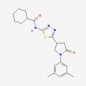 molecular formula C21H26N4O2S B14989708 N-{5-[1-(3,5-dimethylphenyl)-5-oxopyrrolidin-3-yl]-1,3,4-thiadiazol-2-yl}cyclohexanecarboxamide 