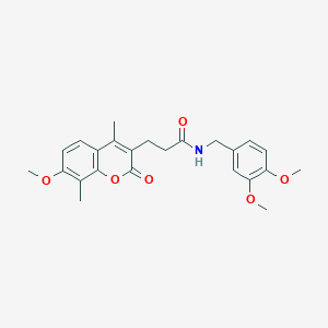 molecular formula C24H27NO6 B14989757 N-(3,4-dimethoxybenzyl)-3-(7-methoxy-4,8-dimethyl-2-oxo-2H-chromen-3-yl)propanamide 