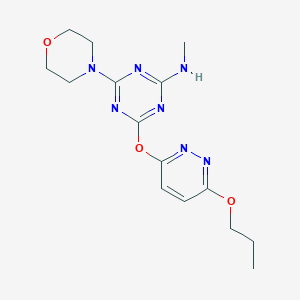 molecular formula C15H21N7O3 B14989840 N-methyl-4-(morpholin-4-yl)-6-[(6-propoxypyridazin-3-yl)oxy]-1,3,5-triazin-2-amine 