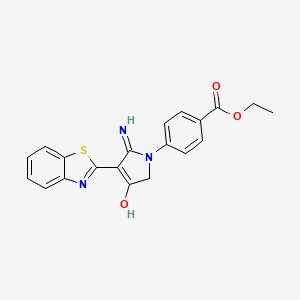 molecular formula C20H17N3O3S B14989987 ethyl 4-[5-amino-4-(1,3-benzothiazol-2-yl)-3-oxo-2,3-dihydro-1H-pyrrol-1-yl]benzoate 
