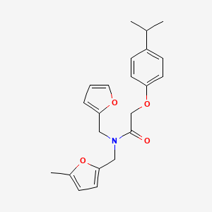 molecular formula C22H25NO4 B14990195 N-(furan-2-ylmethyl)-N-[(5-methylfuran-2-yl)methyl]-2-[4-(propan-2-yl)phenoxy]acetamide 