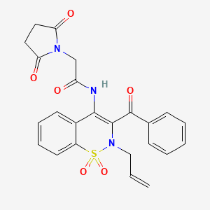 molecular formula C24H21N3O6S B14990270 N-(2-Allyl-3-benzoyl-1,1-dioxido-2H-1,2-benzothiazin-4-YL)-2-(2,5-dioxo-1-pyrrolidinyl)acetamide 
