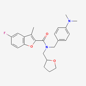 molecular formula C24H27FN2O3 B14990497 N-[4-(dimethylamino)benzyl]-5-fluoro-3-methyl-N-(tetrahydrofuran-2-ylmethyl)-1-benzofuran-2-carboxamide 