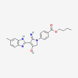 molecular formula C23H24N4O3 B14990522 Butyl 4-[5-amino-4-(6-methyl-1H-1,3-benzodiazol-2-YL)-3-oxo-2,3-dihydro-1H-pyrrol-1-YL]benzoate 