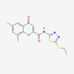 molecular formula C16H15N3O3S2 B14991248 N-[5-(ethylsulfanyl)-1,3,4-thiadiazol-2-yl]-6,8-dimethyl-4-oxo-4H-chromene-2-carboxamide 