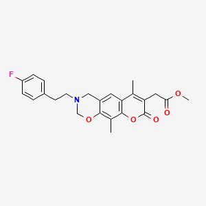 molecular formula C24H24FNO5 B14992082 methyl {3-[2-(4-fluorophenyl)ethyl]-6,10-dimethyl-8-oxo-3,4-dihydro-2H,8H-chromeno[6,7-e][1,3]oxazin-7-yl}acetate 