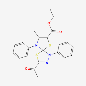 molecular formula C22H21N3O3S2 B14992136 Ethyl 3-acetyl-8-methyl-1,9-diphenyl-4,6-dithia-1,2,9-triazaspiro[4.4]nona-2,7-diene-7-carboxylate 