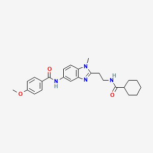 molecular formula C25H30N4O3 B14992140 N-(2-{2-[(cyclohexylcarbonyl)amino]ethyl}-1-methyl-1H-benzimidazol-5-yl)-4-methoxybenzamide 