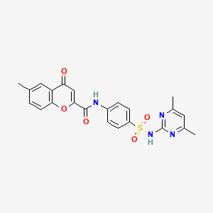 molecular formula C23H20N4O5S B14992252 N-{4-[(4,6-dimethylpyrimidin-2-yl)sulfamoyl]phenyl}-6-methyl-4-oxo-4H-chromene-2-carboxamide 