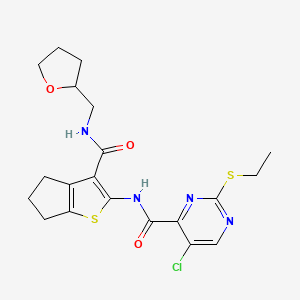molecular formula C20H23ClN4O3S2 B14992423 5-chloro-2-(ethylsulfanyl)-N-{3-[(tetrahydrofuran-2-ylmethyl)carbamoyl]-5,6-dihydro-4H-cyclopenta[b]thiophen-2-yl}pyrimidine-4-carboxamide 