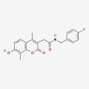 molecular formula C20H18FNO4 B14992570 N-(4-fluorobenzyl)-2-(7-hydroxy-4,8-dimethyl-2-oxo-2H-chromen-3-yl)acetamide 