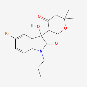 molecular formula C18H22BrNO4 B14992696 5-bromo-3-(6,6-dimethyl-4-oxotetrahydro-2H-pyran-3-yl)-3-hydroxy-1-propyl-1,3-dihydro-2H-indol-2-one 