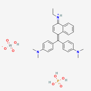 B1499290 Methanaminium, N-(4-((4-(dimethylamino)phenyl)(4-(ethylamino)-1-naphthalenyl)methylene)-2,5-cyclohexadien-1-ylidene)-N-methyl-, tungstatephosphate CAS No. 71798-70-4