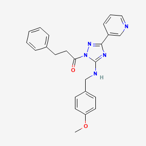 molecular formula C24H23N5O2 B14992929 1-{5-[(4-methoxybenzyl)amino]-3-(pyridin-3-yl)-1H-1,2,4-triazol-1-yl}-3-phenylpropan-1-one 