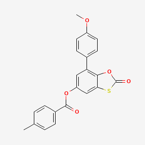 molecular formula C22H16O5S B14993215 7-(4-Methoxyphenyl)-2-oxo-1,3-benzoxathiol-5-yl 4-methylbenzoate 