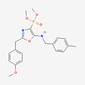 molecular formula C21H25N2O5P B14993256 Dimethyl {2-(4-methoxybenzyl)-5-[(4-methylbenzyl)amino]-1,3-oxazol-4-yl}phosphonate 