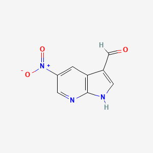 molecular formula C8H5N3O3 B1499345 5-nitro-1H-pyrrolo[2,3-b]pyridine-3-carbaldehyde CAS No. 937012-15-2