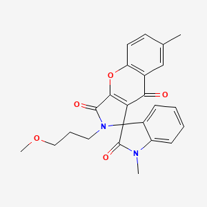 molecular formula C24H22N2O5 B14993626 2-(3-methoxypropyl)-1',7-dimethyl-2H-spiro[chromeno[2,3-c]pyrrole-1,3'-indole]-2',3,9(1'H)-trione 