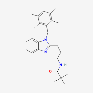 molecular formula C26H35N3O B14993948 2,2-dimethyl-N-{3-[1-(2,3,5,6-tetramethylbenzyl)-1H-benzimidazol-2-yl]propyl}propanamide 