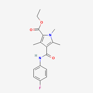 molecular formula C17H19FN2O3 B14994173 Ethyl 4-[(4-fluorophenyl)carbamoyl]-1,3,5-trimethyl-1H-pyrrole-2-carboxylate 