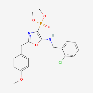 molecular formula C20H22ClN2O5P B14994238 Dimethyl {5-[(2-chlorobenzyl)amino]-2-(4-methoxybenzyl)-1,3-oxazol-4-yl}phosphonate 