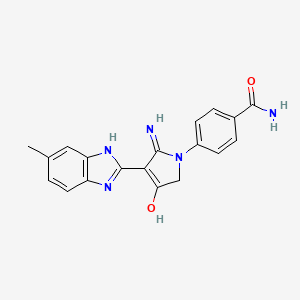 molecular formula C19H17N5O2 B14994550 4-[5-Amino-4-(6-methyl-1H-1,3-benzodiazol-2-YL)-3-oxo-2,3-dihydro-1H-pyrrol-1-YL]benzamide 