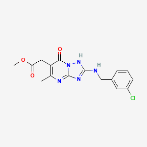 molecular formula C16H16ClN5O3 B14994856 Methyl {2-[(3-chlorobenzyl)amino]-7-hydroxy-5-methyl[1,2,4]triazolo[1,5-a]pyrimidin-6-yl}acetate 