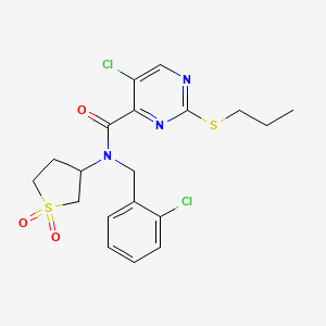 molecular formula C19H21Cl2N3O3S2 B14994868 5-chloro-N-(2-chlorobenzyl)-N-(1,1-dioxidotetrahydrothiophen-3-yl)-2-(propylsulfanyl)pyrimidine-4-carboxamide 