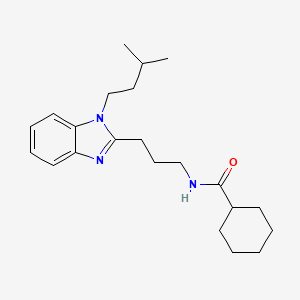 molecular formula C22H33N3O B14994979 N-{3-[1-(3-methylbutyl)-1H-benzimidazol-2-yl]propyl}cyclohexanecarboxamide 