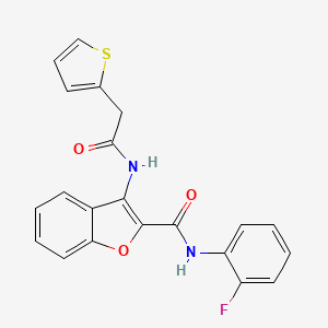 molecular formula C21H15FN2O3S B14994993 N-(2-fluorophenyl)-3-(2-(thiophen-2-yl)acetamido)benzofuran-2-carboxamide 